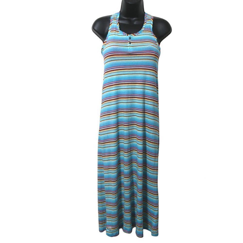 Ralph Lauren Girls Youth Button Tank Stripe Blue Maxi Long Dress
